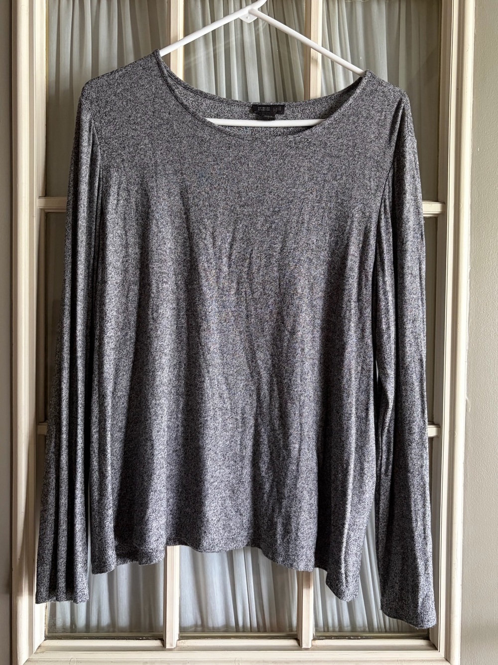 J. Jill Wearever Long-Sleeve Crew Neck Top in Heather Gray